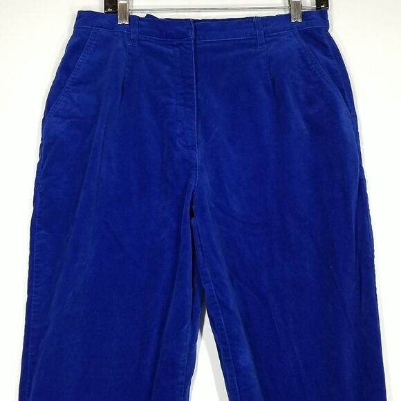 Tabi Pants Woman's Size 12 Petites Stretch Purple Blue Velvet Vintage Office - Picture 2 of 13